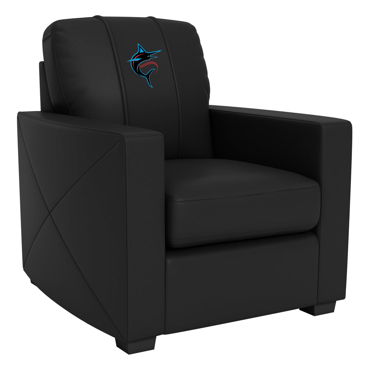 Silver Club Chair with Miami Marlins Alternate Logo Panel
