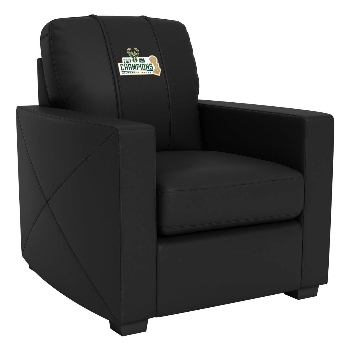 Silver Club Chair with Milwaukee Bucks 2021 Champions Logo