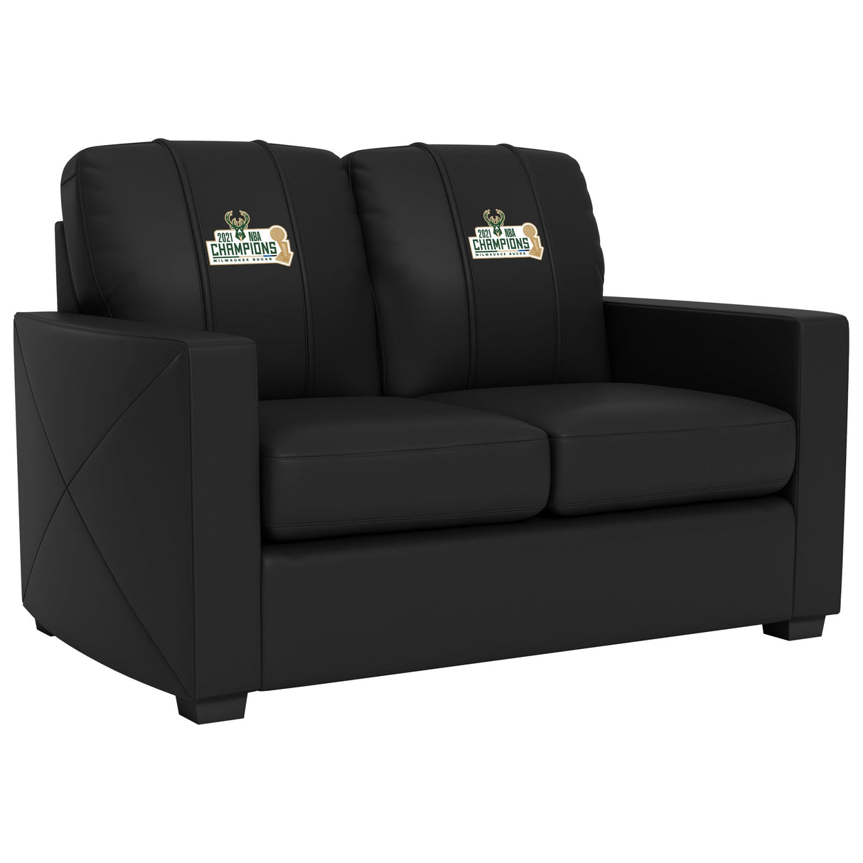 Silver Loveseat with Milwaukee Bucks 2021 Champions Logo