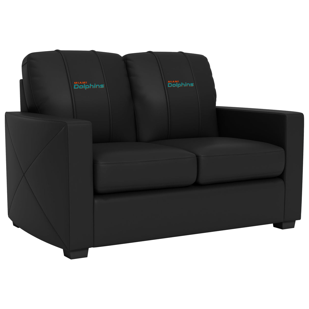 Silver Loveseat with Miami Dolphins Secondary Logo