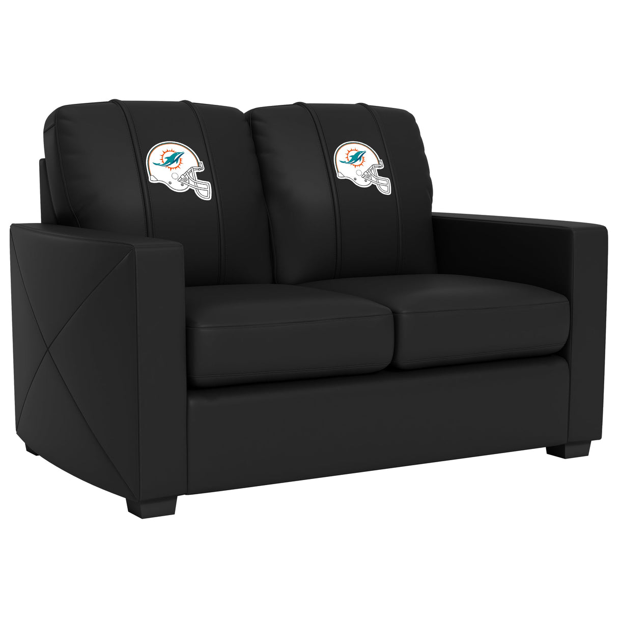 Silver Loveseat with Miami Dolphins Helmet Logo