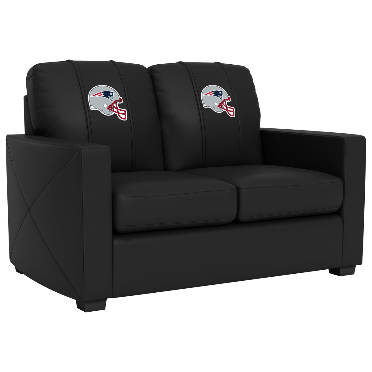Silver Loveseat with New England Patriots Helmet Logo