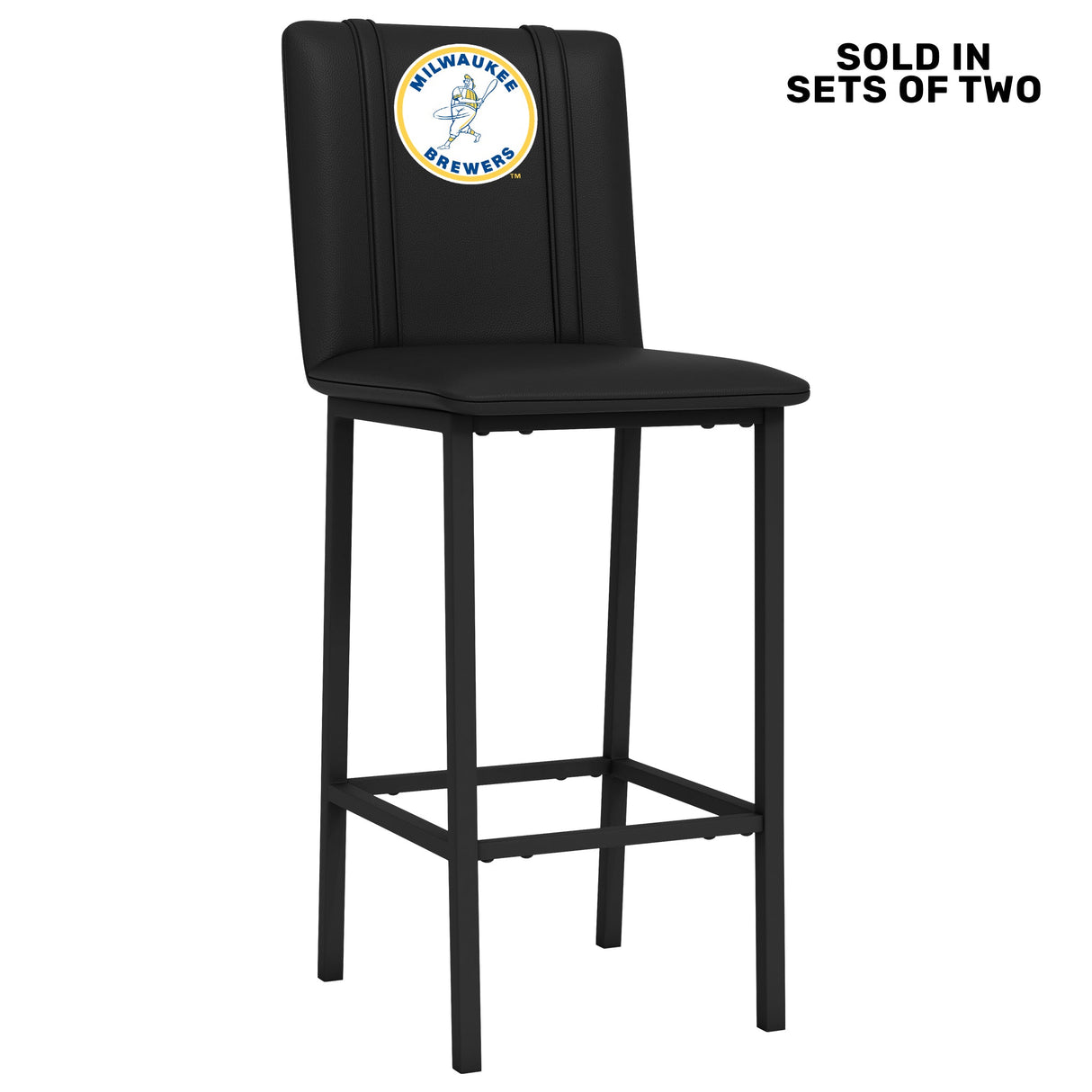 Bar Stool 500 with Milwaukee Brewers Cooperstown Primary Set of 2