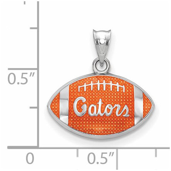 University of Florida Gators UF Sterling Silver Script Enameled Football Pendant