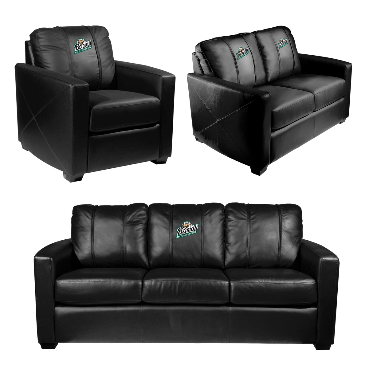 Silver Sofa with Bemidji State University Secondary Logo