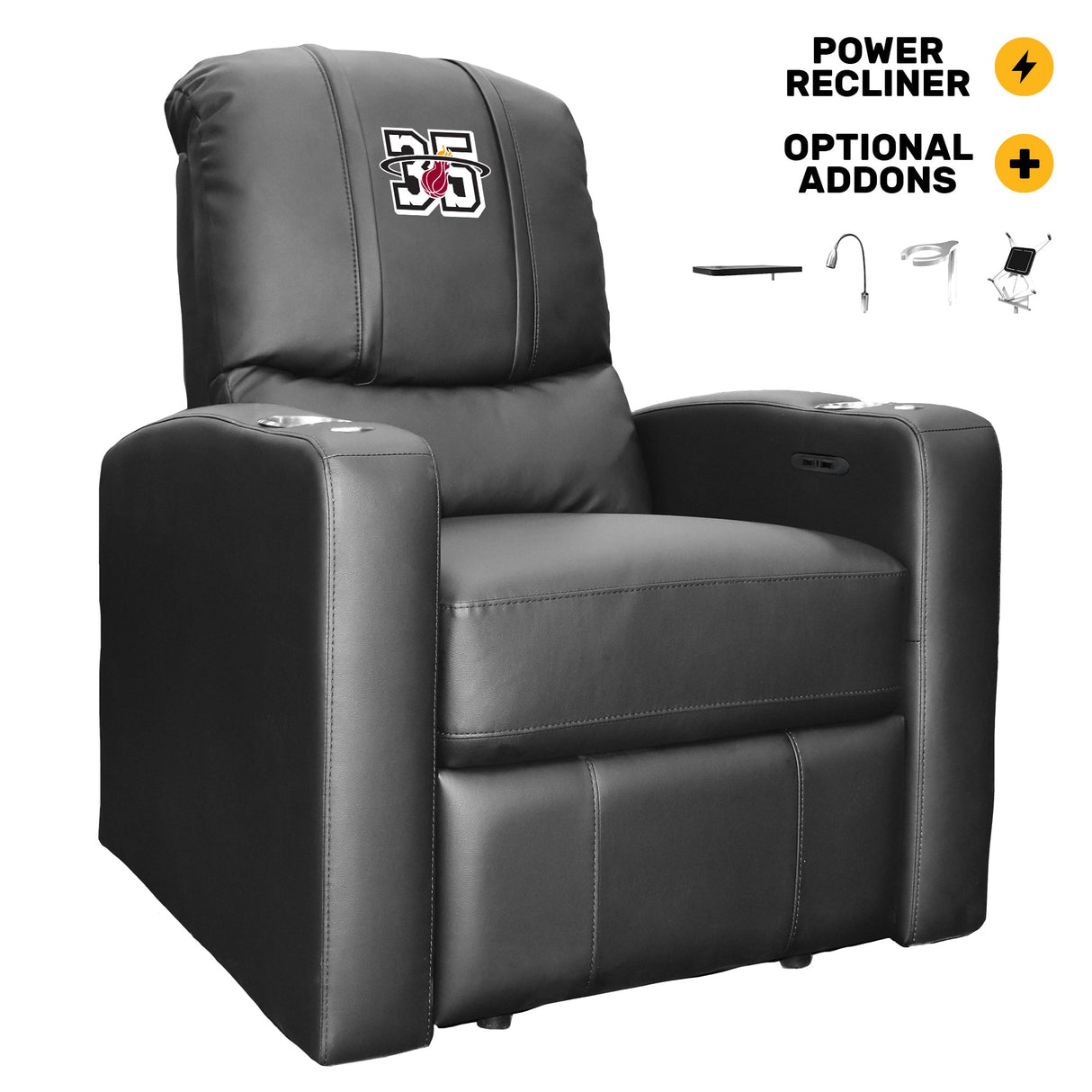 Stealth Power Plus Recliner with Miami Heat Team Commemorative Logo