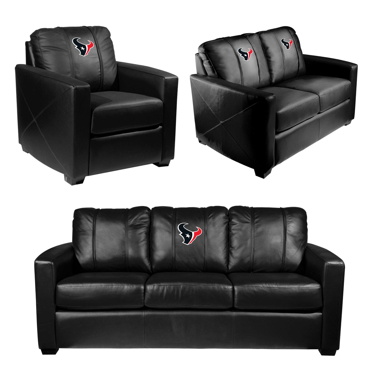 Silver Sofa with Houston Texans Primary Logo