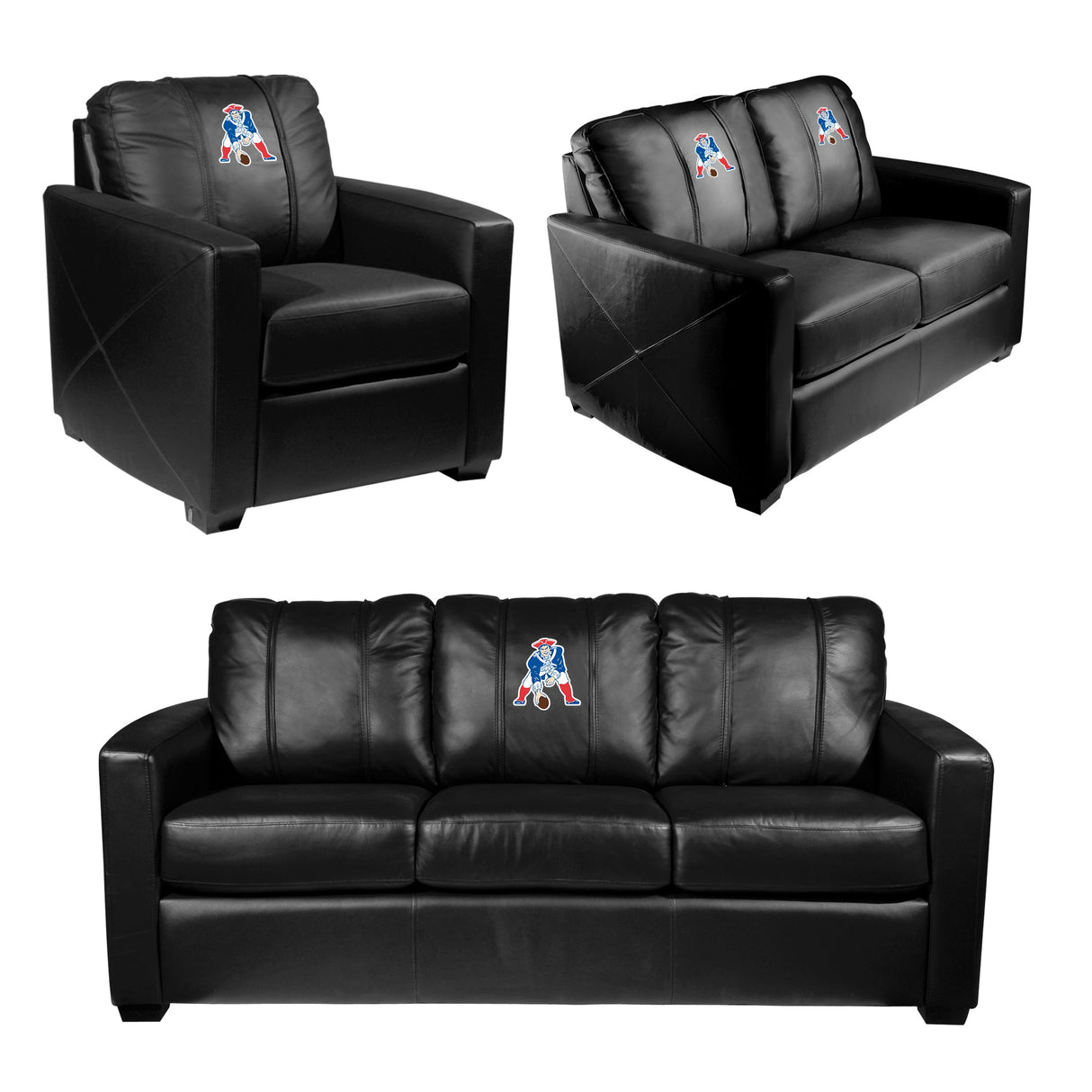 Silver Loveseat with New England Patriots Classic Logo