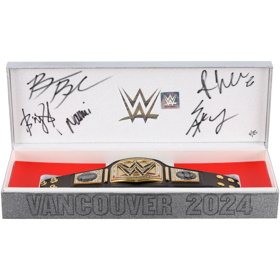 Rhea Ripley, Bianca Belair, IYO SKY, Bayley & Naomi WWE Autographed 2025 Survivor Series Mini Title Belt - Limited Edition of 25