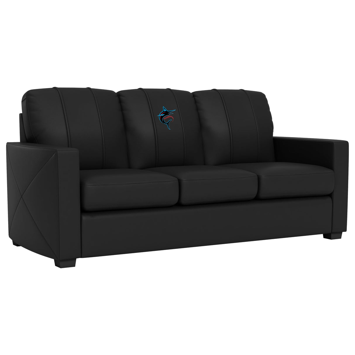Silver Sofa with Miami Marlins Alternate Logo Panel