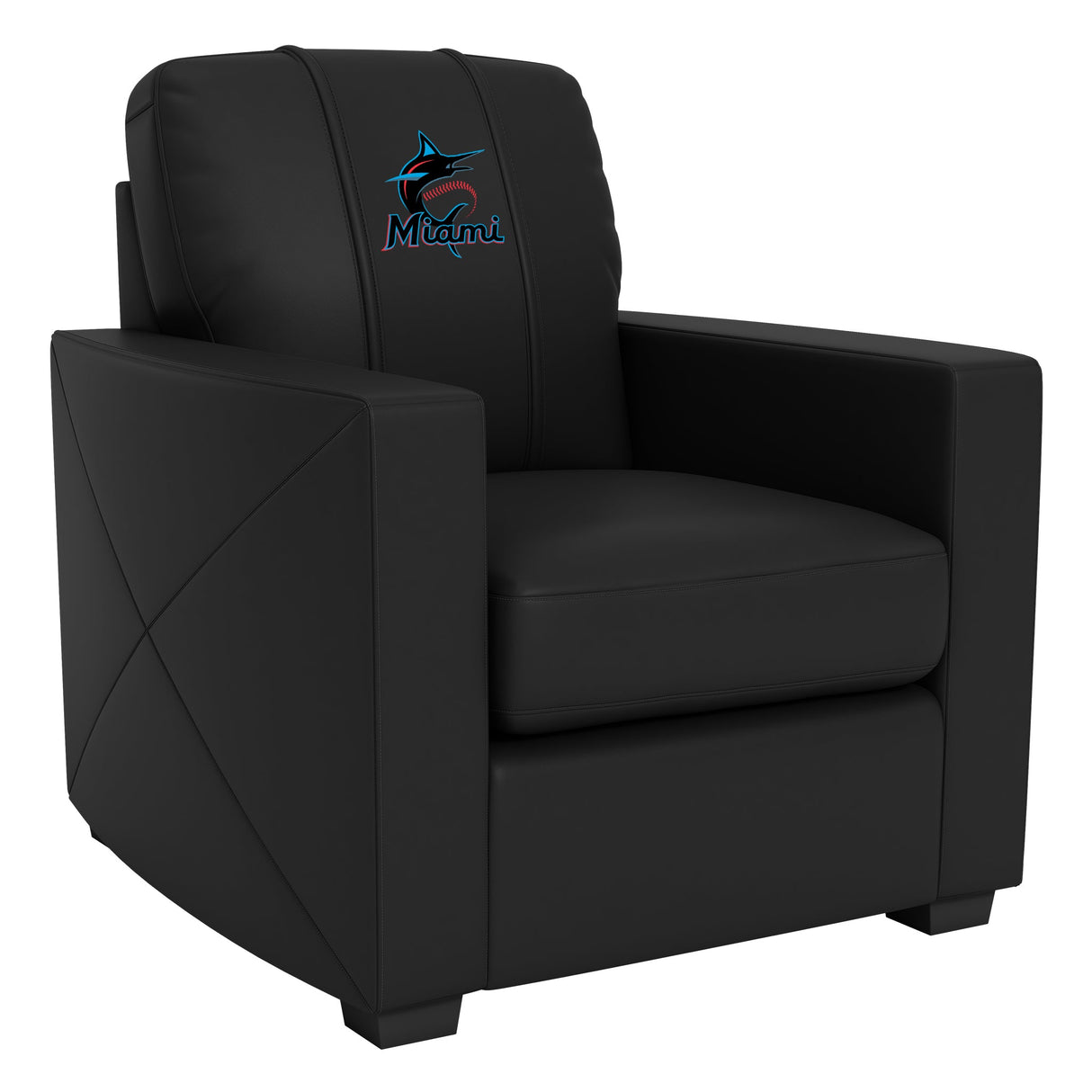 Silver Club Chair with Miami Marlins Primary Logo Panel