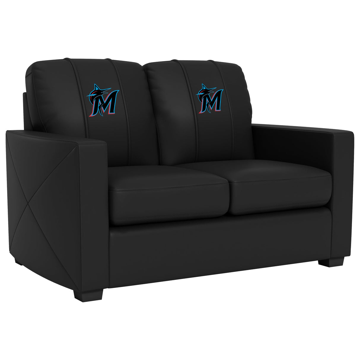 Silver Loveseat with Miami Marlins Secondary Logo Panel