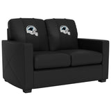 Silver Loveseat with  Carolina Panthers Helmet Logo
