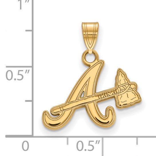 Atlanta Braves MLB 10K Gold Letter A with Tomahawk Small Pendant