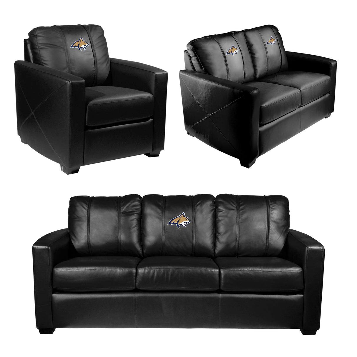Silver Loveseat with Montana State Bobcats Primary Logo