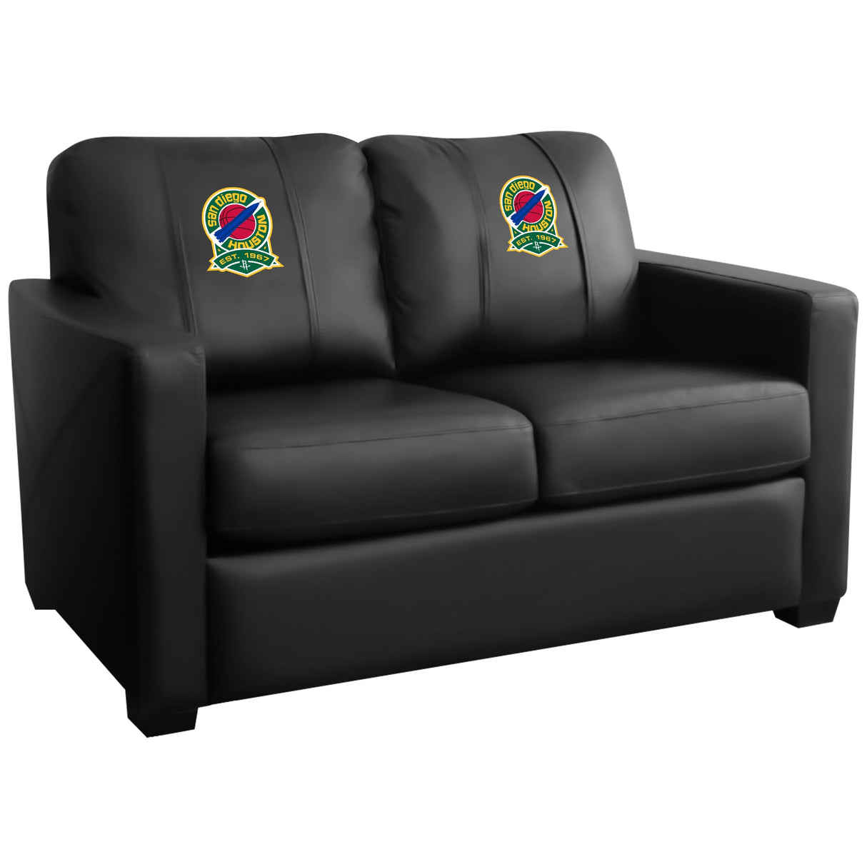 Silver Loveseat with Houston Rockets Team Commemorative Logo