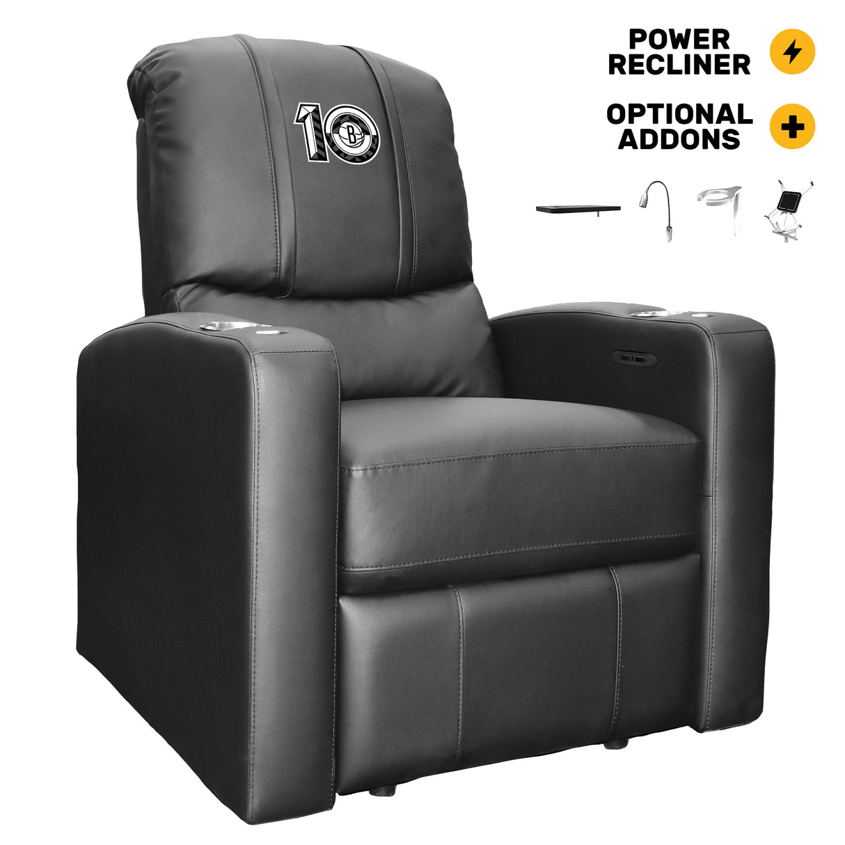Stealth Power Plus Recliner with Brooklyn Nets Team Commemorative Logo