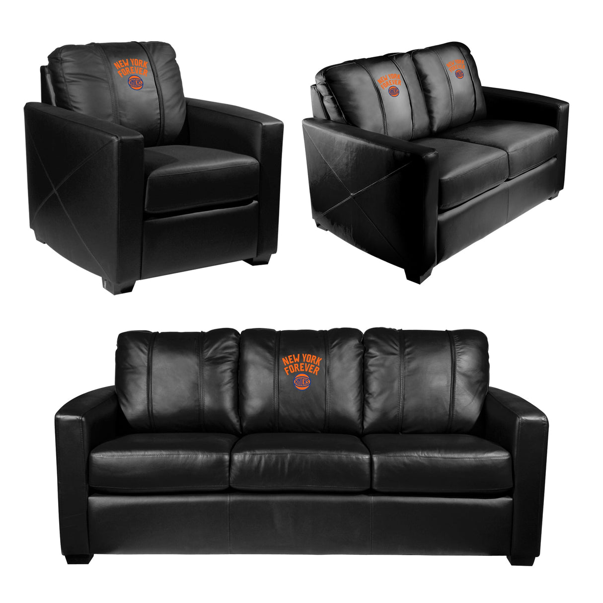 Silver Club Chair with New York Knicks 2024 Playoffs Logo