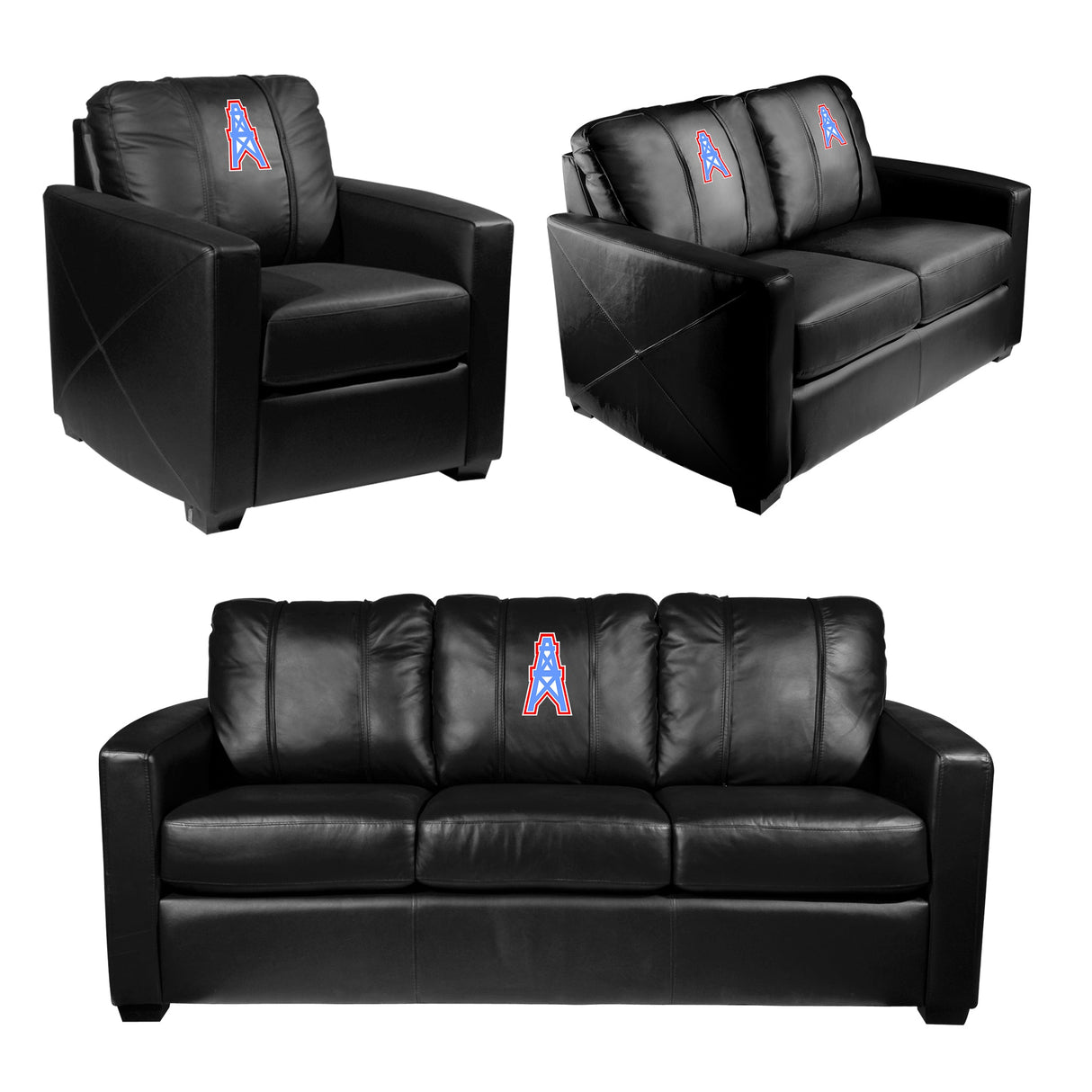 Silver Loveseat with Houston Oilers Classic Logo
