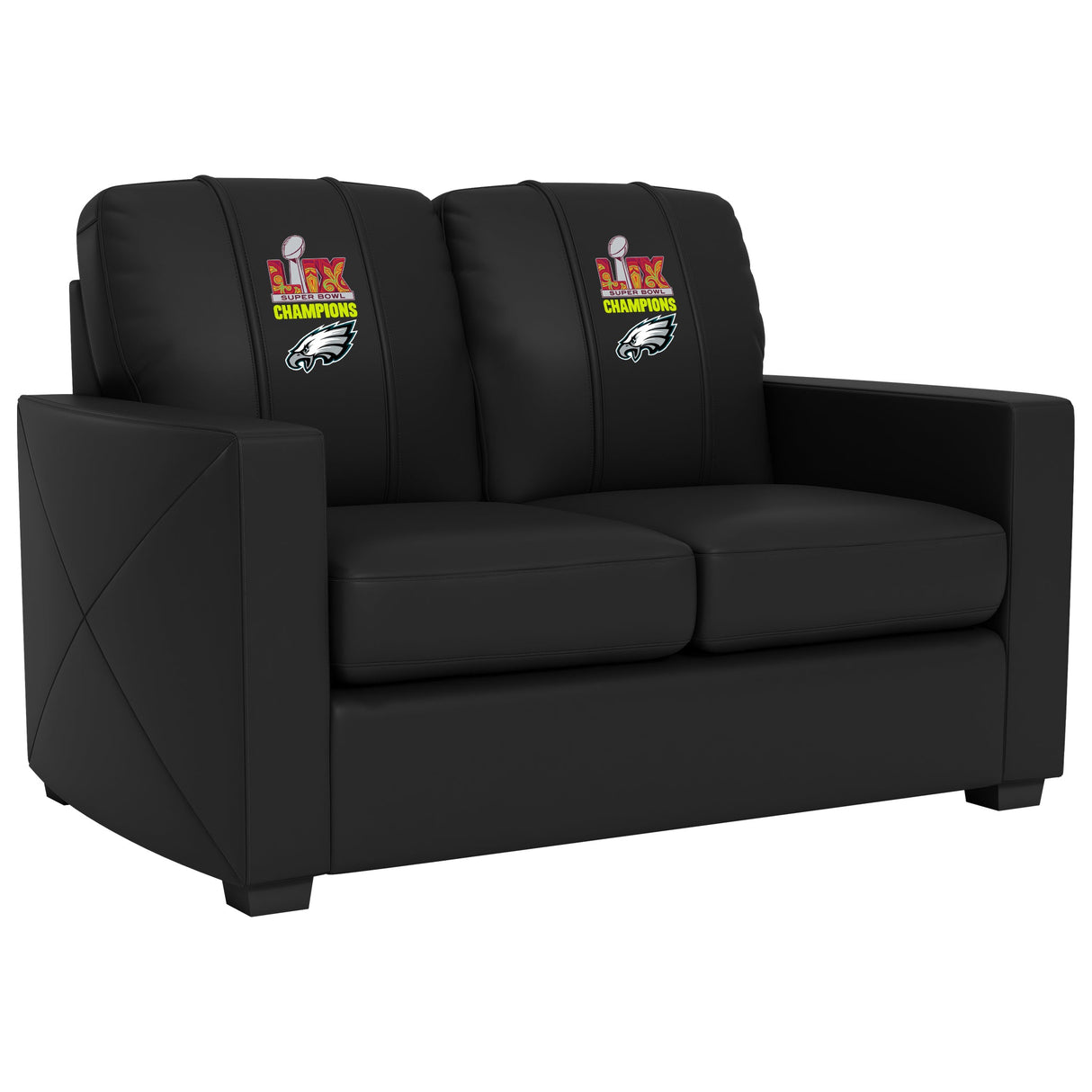 Silver Loveseat with  Philadelphia Eagles Super Bowl LIX Champions Logo