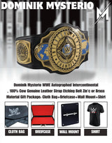 Dominik Mysterio WWE Autographed Intercontinental Championship Replica Title Belt with And New 4-20-25 Inscription