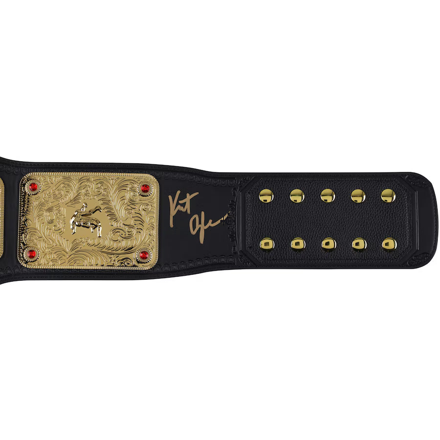 Kurt Angle WWE Autographed Big Gold World Heavyweight Championship Retro Replica Title Belt